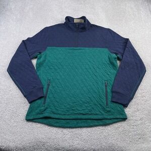 J‎ Crew Sweatshirt Mens Large Green Blue Quilted Half Zip Pullover NEW NWT